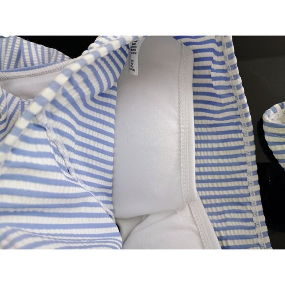 Ruffle Butts Tween Girl Striped Blue & White Ruffle Bikini Set For Girls Size 10 - Picture 8 of 10
